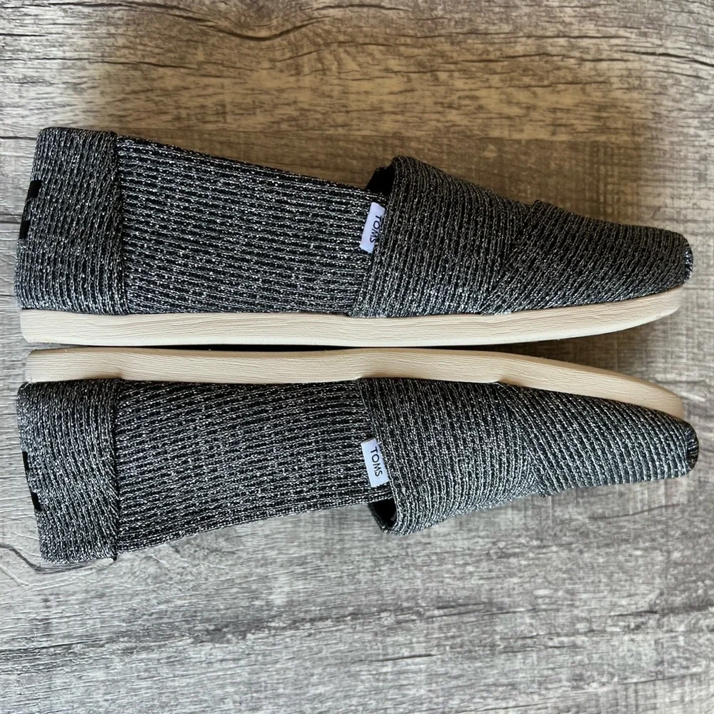 Women’s Toms Shoes Sz 7 Alpargata Forged Iron Sparkle Knit